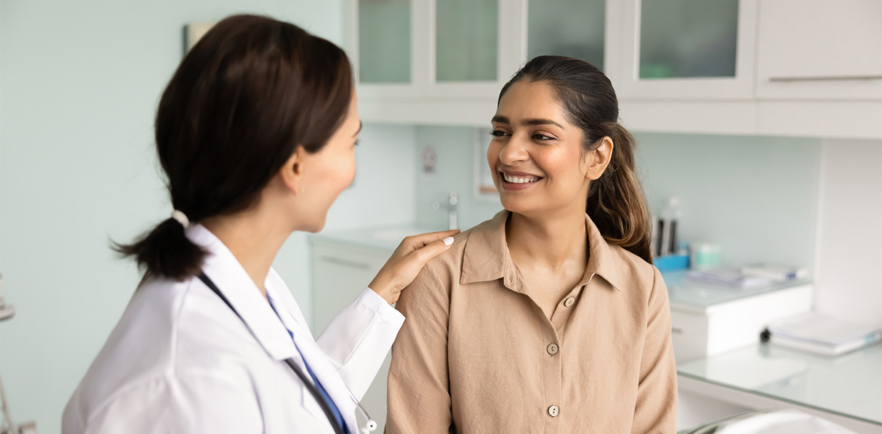 Hormone replacement therapy for women consultation between patient and healthcare provider