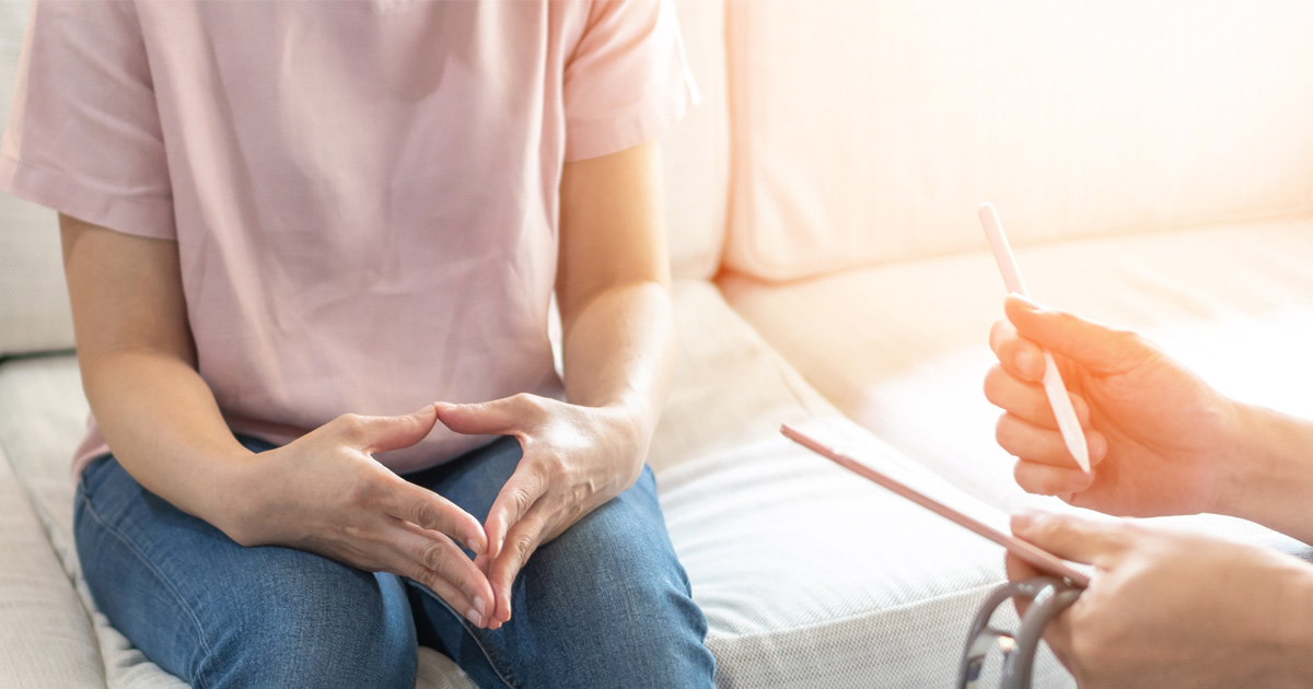 Menopause hormone therapy treatment consultation discussing risks and side effects