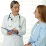 Hormone Therapy Monitoring consultation for women during a hormone follow-up appointment
