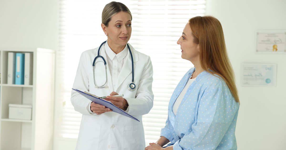 Hormone Therapy Monitoring consultation for women during a hormone follow-up appointment